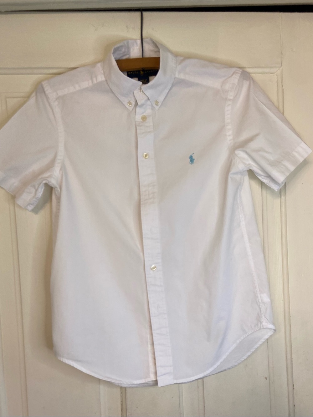 Ralph Lauren White Short-Sleeve Oxford Shirt Boys M 10-12